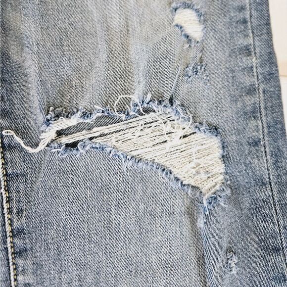 True Religion Starr Straight Fit Mid Rise Cropped Biteout Hem Destructed Jean 28 - Picture 10 of 15